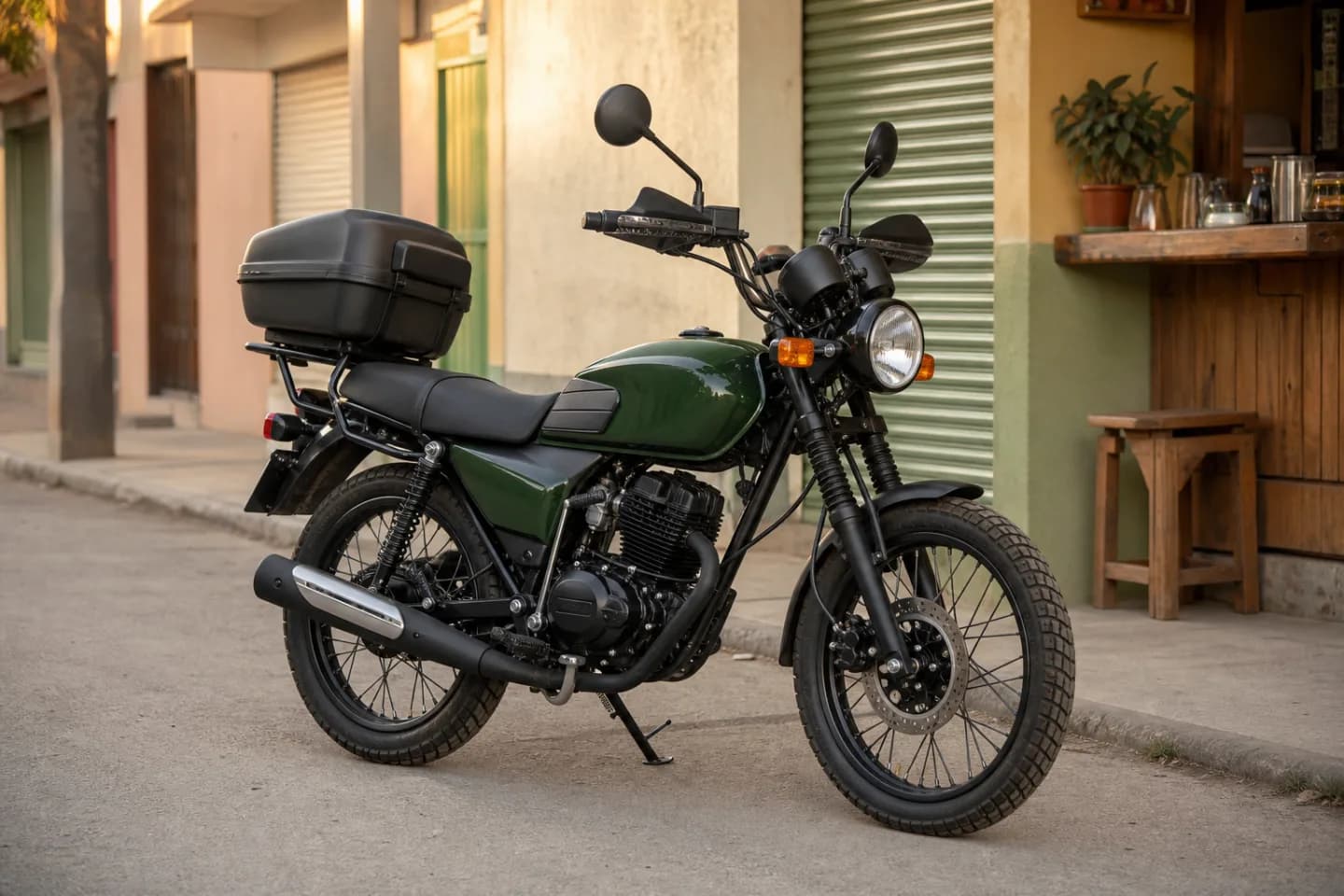Concepto visual de una motocicleta tipo Italika FT125 preparada para uso urbano